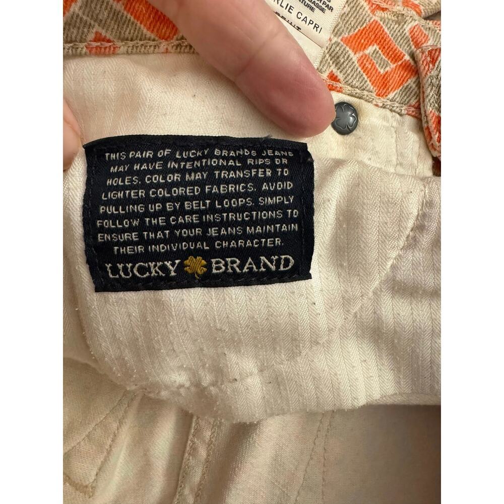 Lucky Brand Charlie Capri pants Orange Geometric Size 0/25 - Picture 7 of 9